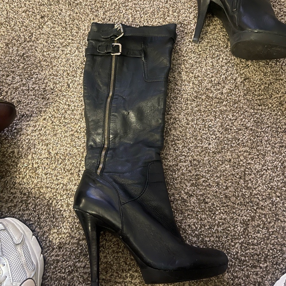 Women’s tall 3:5 heel Nine West black boots - Picture 4 of 14